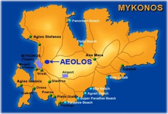 New Aeolos Hotel, Mykonos Location