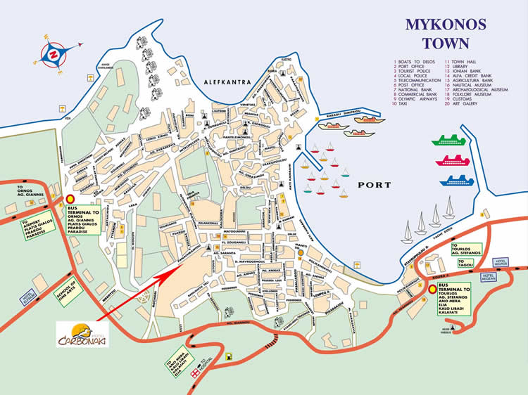Mykonos Hotel Carbonaki Location