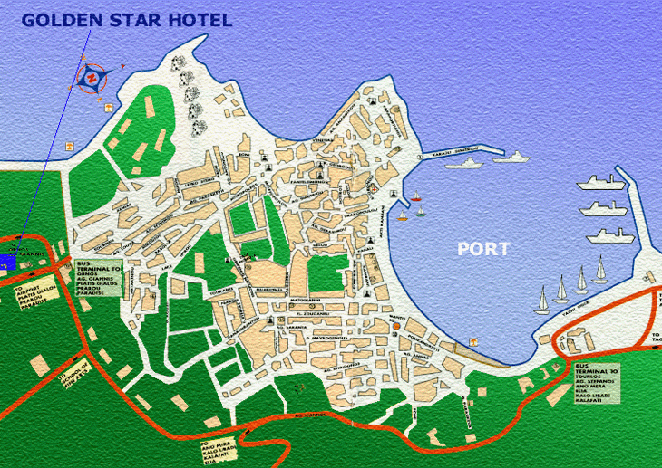 Mykonos gay Hotel Golden Star Location