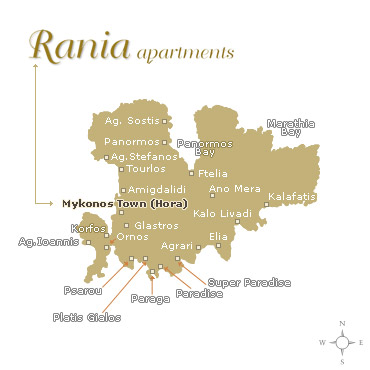 Rania Apartments Mykonos Location