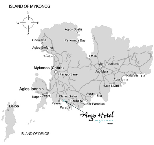 Mykonos Hotel Argo Location
