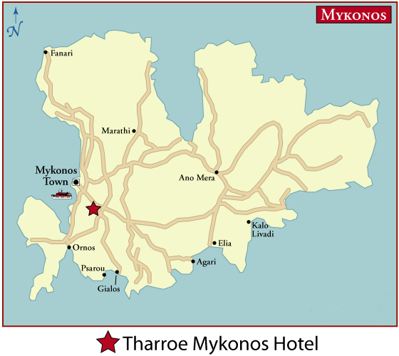 Tharroe of Mykonos Hotel Location