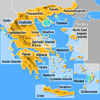 Gay Greece Destinations map