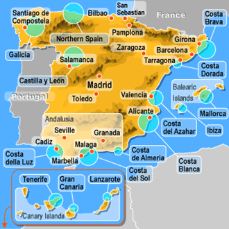 Gay Spain Destinations map