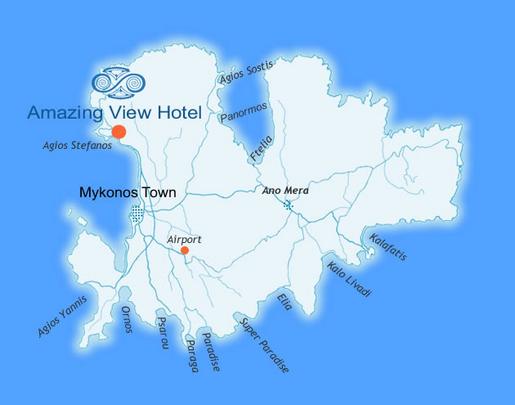 Mykonos gay Amazing View Hotel Location