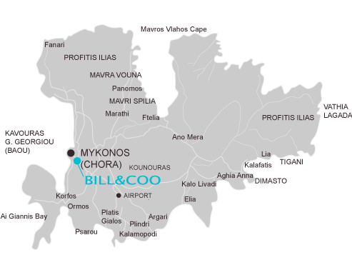 Mykonos gay Hotel Villa Konstantin Location