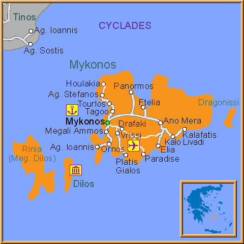 Grand Beach Hotel, Mykonos Location