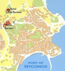 Mykonos gay Little Rochari Hotel Location