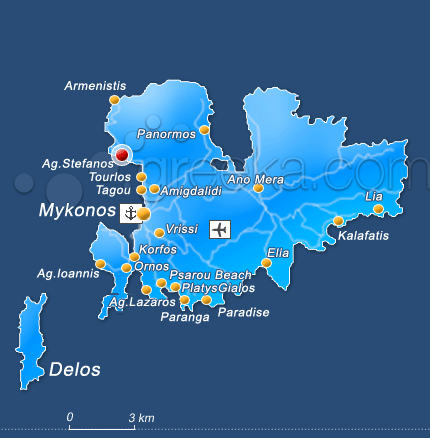 Mykonos Hotel Princess of Mykonos Location