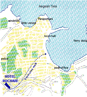 Mykonos gay friendly Rochari Hotel Location