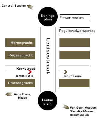 Amsterdam gay Hotel Amistad Location