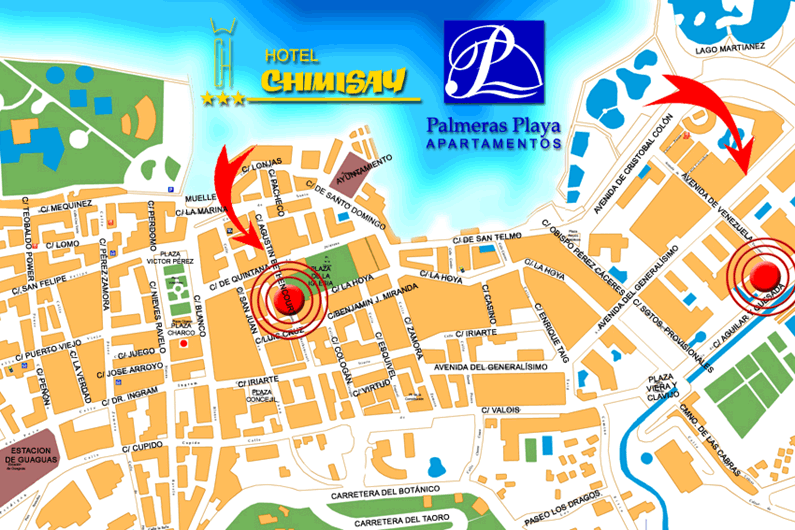 Tenerife gay holiday accommodation Palmeras Playa Apartments Map